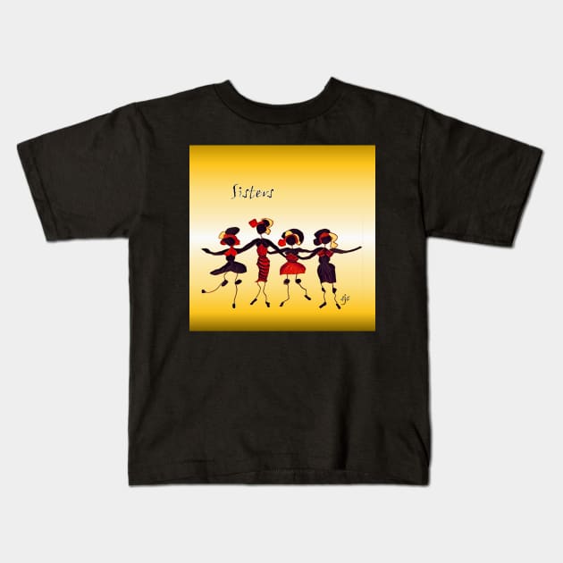 Four Sisters in Black Kids T-Shirt by Sarah Curtiss